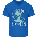 T-Rex I Love You Dinosaur Valentines Day Mens V-Neck Cotton T-Shirt Royal Blue