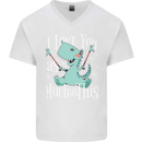 T-Rex I Love You Dinosaur Valentines Day Mens V-Neck Cotton T-Shirt White