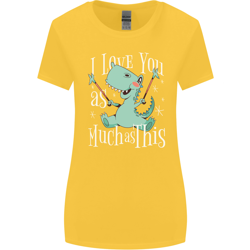 T-Rex I Love You Dinosaur Valentines Day Womens Wider Cut T-Shirt Yellow