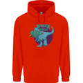 T-Rex Ruining Christmas Wreck the Halls Childrens Kids Hoodie Bright Red