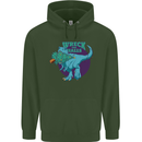 T-Rex Ruining Christmas Wreck the Halls Childrens Kids Hoodie Forest Green
