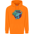 T-Rex Ruining Christmas Wreck the Halls Childrens Kids Hoodie Orange