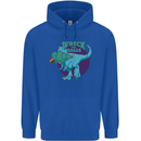 T-Rex Ruining Christmas Wreck the Halls Childrens Kids Hoodie Royal Blue