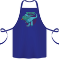 T-Rex Ruining Christmas Wreck the Halls Cotton Apron 100% Organic Royal Blue