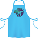 T-Rex Ruining Christmas Wreck the Halls Cotton Apron 100% Organic Turquoise