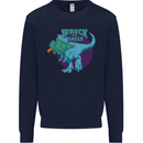 T-Rex Ruining Christmas Wreck the Halls Kids Sweatshirt Jumper Navy Blue