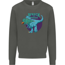 T-Rex Ruining Christmas Wreck the Halls Kids Sweatshirt Jumper Storm Grey