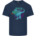 T-Rex Ruining Christmas Wreck the Halls Kids T-Shirt Childrens Navy Blue
