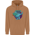 T-Rex Ruining Christmas Wreck the Halls Mens 80% Cotton Hoodie Caramel Latte