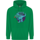 T-Rex Ruining Christmas Wreck the Halls Mens 80% Cotton Hoodie Irish Green