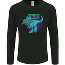 T-Rex Ruining Christmas Wreck the Halls Mens Long Sleeve T-Shirt Black
