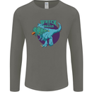 T-Rex Ruining Christmas Wreck the Halls Mens Long Sleeve T-Shirt Charcoal