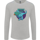 T-Rex Ruining Christmas Wreck the Halls Mens Long Sleeve T-Shirt Sports Grey