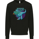 T-Rex Ruining Christmas Wreck the Halls Mens Sweatshirt Jumper Black