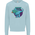 T-Rex Ruining Christmas Wreck the Halls Mens Sweatshirt Jumper Light Blue