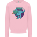 T-Rex Ruining Christmas Wreck the Halls Mens Sweatshirt Jumper Light Pink