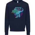 T-Rex Ruining Christmas Wreck the Halls Mens Sweatshirt Jumper Navy Blue