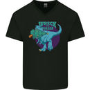T-Rex Ruining Christmas Wreck the Halls Mens V-Neck Cotton T-Shirt Black