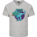 T-Rex Ruining Christmas Wreck the Halls Mens V-Neck Cotton T-Shirt Sports Grey