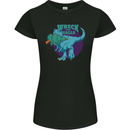 T-Rex Ruining Christmas Wreck the Halls Womens Petite Cut T-Shirt Black