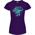 T-Rex Ruining Christmas Wreck the Halls Womens Petite Cut T-Shirt Purple