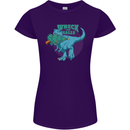 T-Rex Ruining Christmas Wreck the Halls Womens Petite Cut T-Shirt Purple