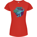 T-Rex Ruining Christmas Wreck the Halls Womens Petite Cut T-Shirt Red