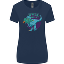 T-Rex Ruining Christmas Wreck the Halls Womens Wider Cut T-Shirt Navy Blue