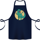 T-Rex What Now Funny Dinosaur Cotton Apron 100% Organic Navy Blue