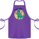 T-Rex What Now Funny Dinosaur Cotton Apron 100% Organic Purple