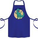 T-Rex What Now Funny Dinosaur Cotton Apron 100% Organic Royal Blue