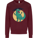 T-Rex What Now Funny Dinosaur Kids Sweatshirt Jumper Maroon