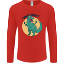 T-Rex What Now Funny Dinosaur Mens Long Sleeve T-Shirt Red