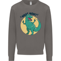 T-Rex What Now Funny Dinosaur Mens Sweatshirt Jumper Charcoal