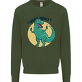 T-Rex What Now Funny Dinosaur Mens Sweatshirt Jumper Forest Green