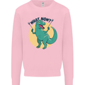 T-Rex What Now Funny Dinosaur Mens Sweatshirt Jumper Light Pink