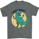 T-Rex What Now Funny Dinosaur Mens T-Shirt Cotton Gildan Charcoal