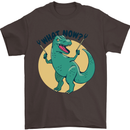 T-Rex What Now Funny Dinosaur Mens T-Shirt Cotton Gildan Dark Chocolate