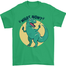 T-Rex What Now Funny Dinosaur Mens T-Shirt Cotton Gildan Irish Green