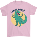 T-Rex What Now Funny Dinosaur Mens T-Shirt Cotton Gildan Light Pink