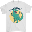 T-Rex What Now Funny Dinosaur Mens T-Shirt Cotton Gildan White