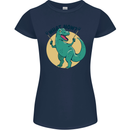 T-Rex What Now Funny Dinosaur Womens Petite Cut T-Shirt Navy Blue
