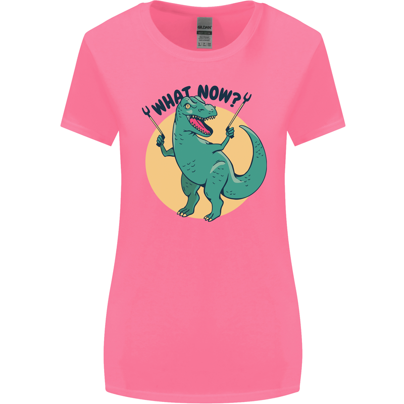 T-Rex What Now Funny Dinosaur Womens Wider Cut T-Shirt Azalea
