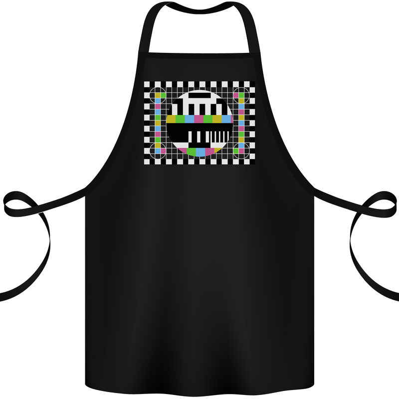 TV Test Pattern as Worn by Cotton Apron 100% Organic Black