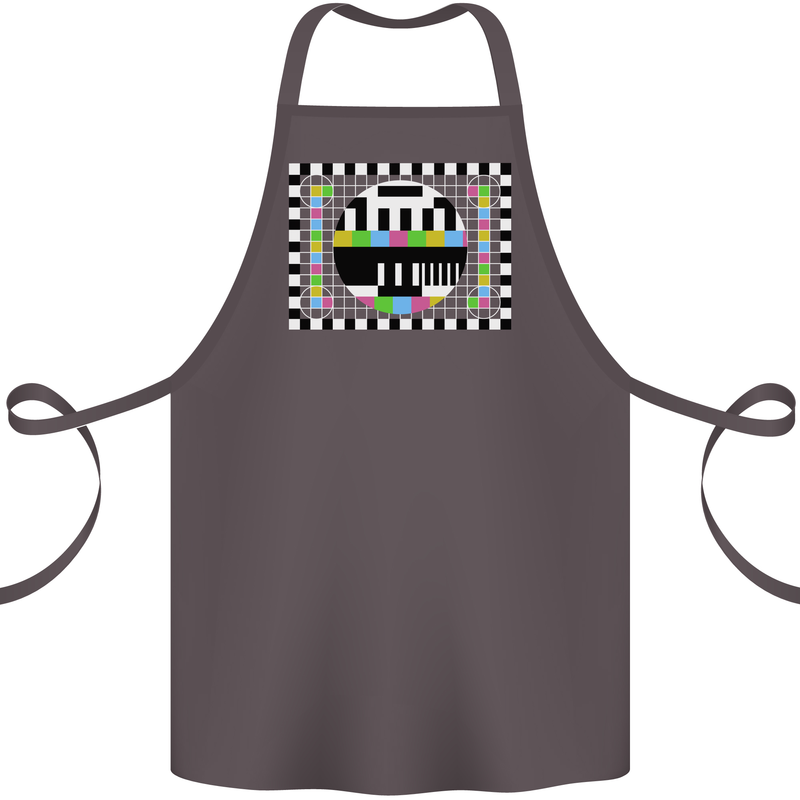 TV Test Pattern as Worn by Cotton Apron 100% Organic Dark Grey