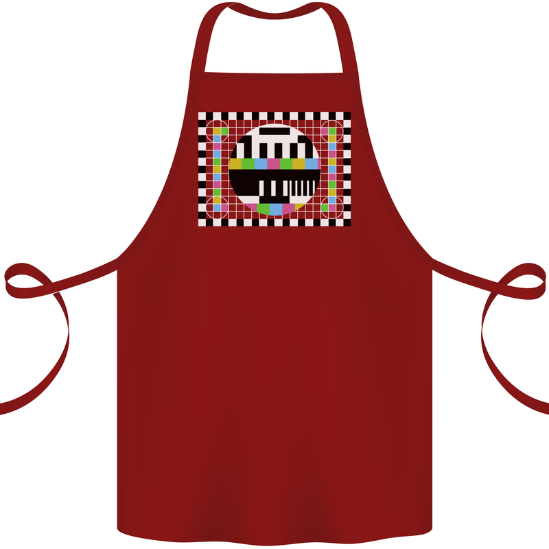 TV Test Pattern as Worn by Cotton Apron 100% Organic Maroon