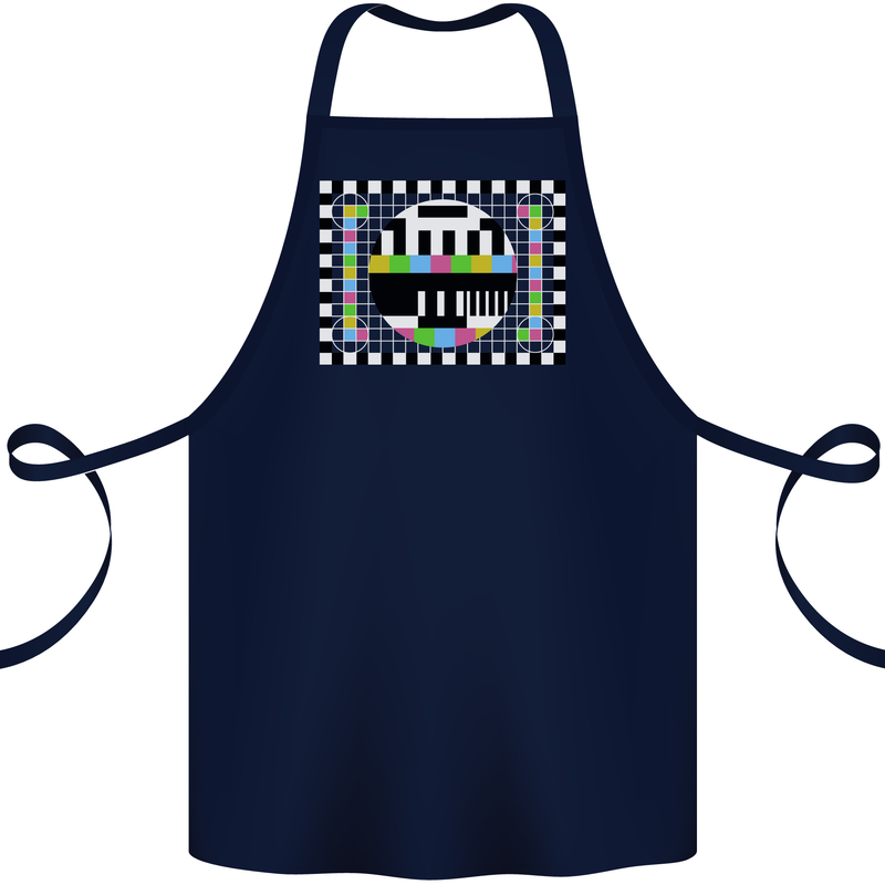 TV Test Pattern as Worn by Cotton Apron 100% Organic Navy Blue