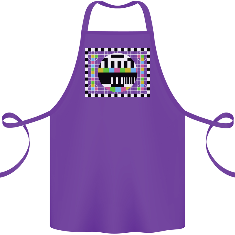 TV Test Pattern as Worn by Cotton Apron 100% Organic Purple