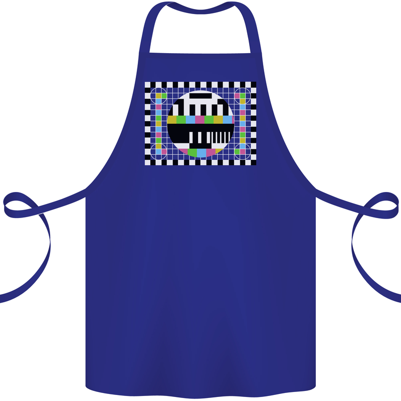 TV Test Pattern as Worn by Cotton Apron 100% Organic Royal Blue