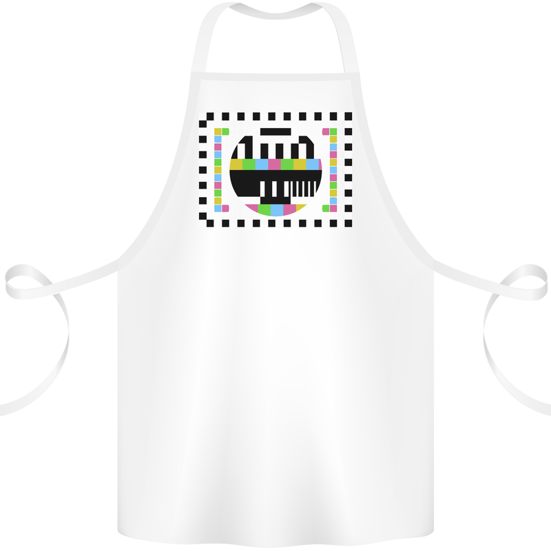 TV Test Pattern as Worn by Cotton Apron 100% Organic White